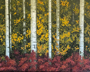 Aspens with Red Ferns