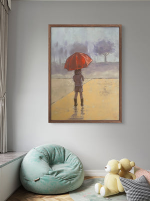 Zoe with Orange Umbrella